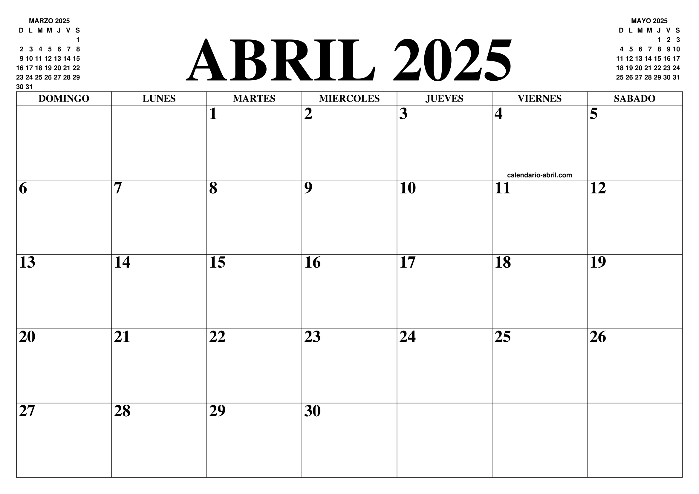 Calendario Abril 2025 El Calendario Abril Para Imprimir Gratis Mes Y Ano Agenda 4323